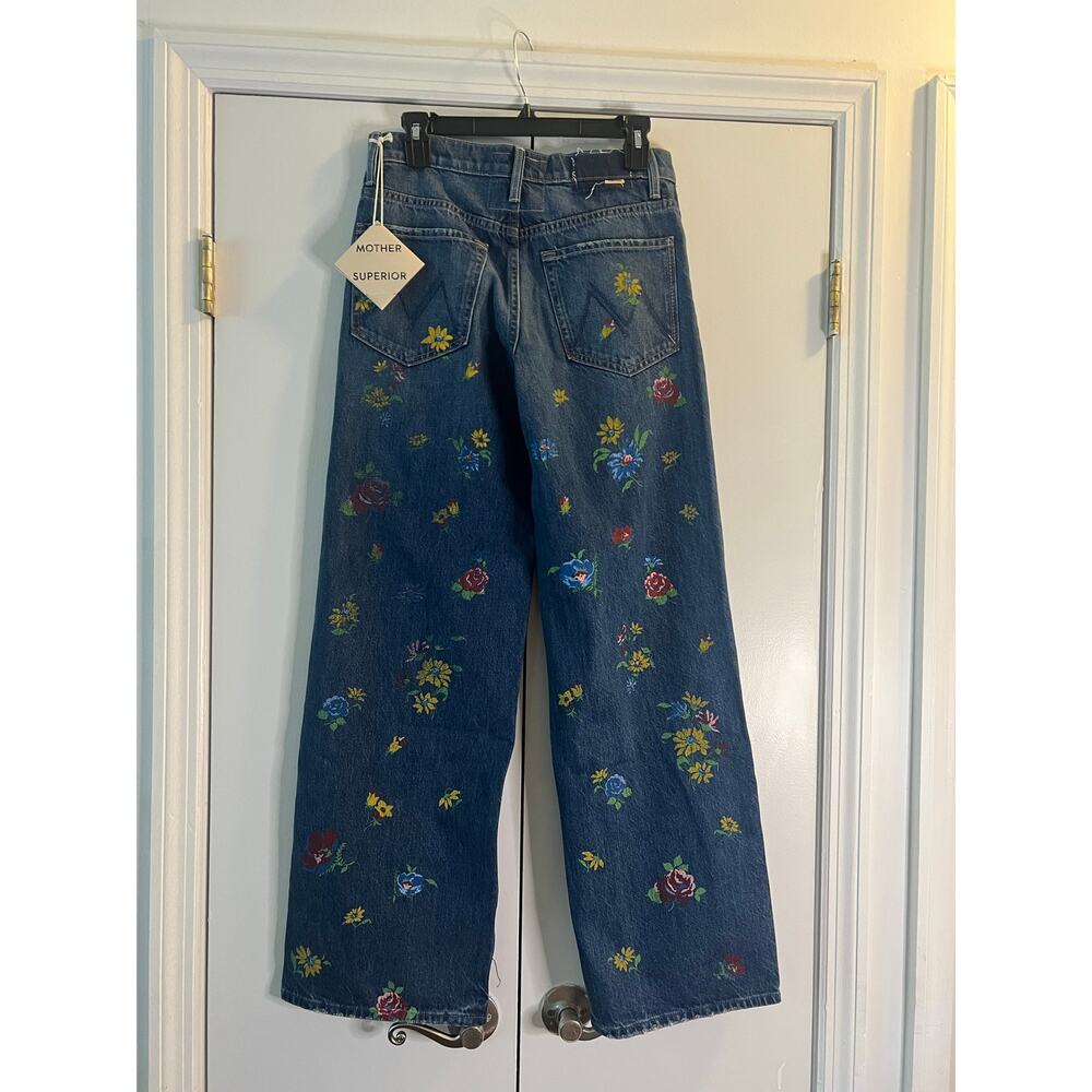 Mother Rerun Zip Sneak High-Rise Wide-Leg Jeans size 26 blue New - Picture 5 of 10